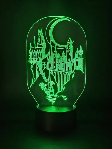 Castillo Hogwarts Harry Potter Lampara Led Ilusion 3d Negro