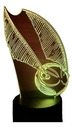 Snitch Dorada Harry Potter Lampara Led Ilusion 3d Hogwarts Negro