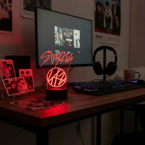 Stray Kids Banda Kpop Lámpara Led Ilusión 3d Luz Decoración  Negro
