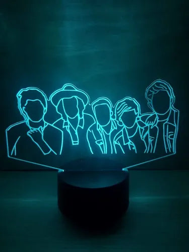One Direction Lámpara Led Luz Ilusión 3d Decoración Pop  Negro