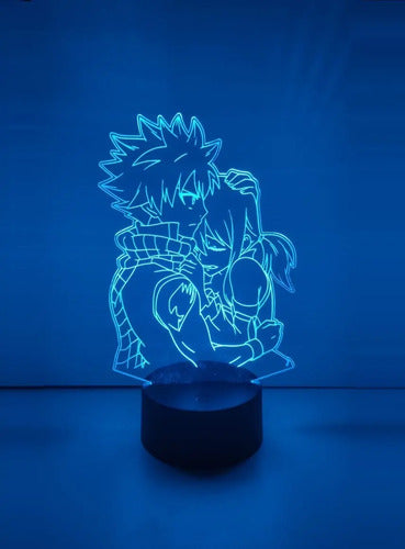 Lampara Led 3d Natsu Y Lucy Fairy Tail 7 Colores Negro Verde (iluminación)