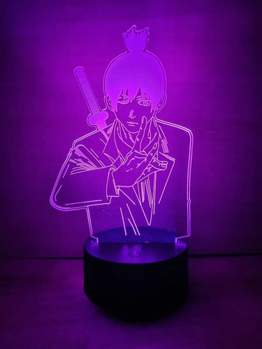 Aki Chainsaw Man Motosierra Lampara Led Ilusion 3d Anime Negro