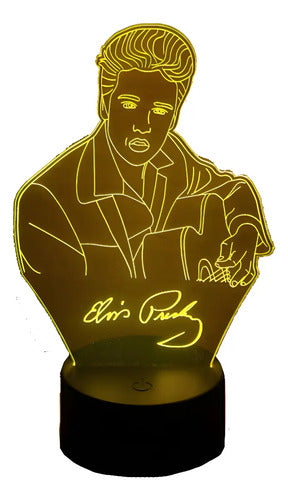Elvis Presley Lampara Led 3d Decoracion Rey Del Rock Negro