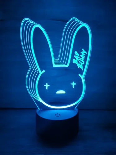 Bad Bunny Emblema Lampara Led 3d Decoración Luz Iluminacion