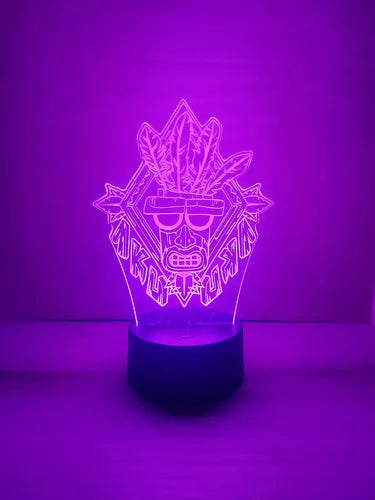 Crash Bandicoot Aku Aku Lámpara Led Fanart Game Decoracion