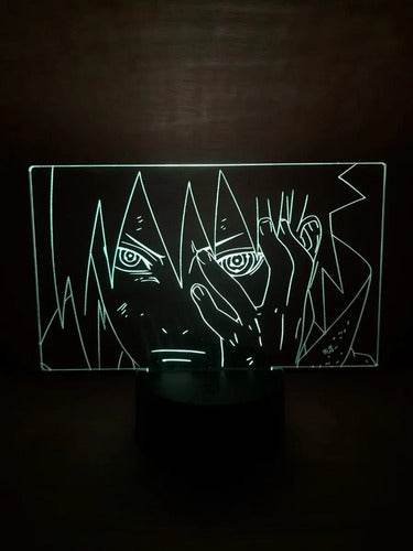 Sasuke Lampara Led Ilusión 3d Naruto Decoración Anime Manga Base Negra