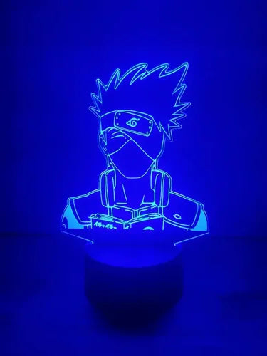 Kakashi Lampara Led Ilusión 3d Naruto Decoración Anime Manga Blanco Azul