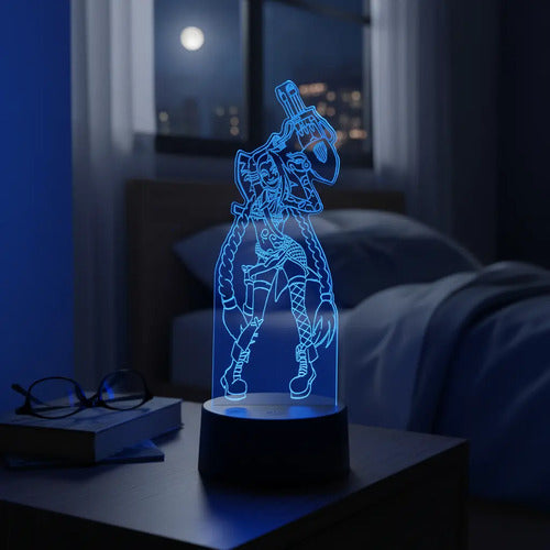 Jinx Arcane Lol Lámpara Led Fanart Game Decoracion