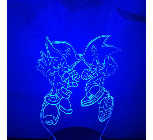 Sonic Y Shadow Lámpara Led Fanart Decorativo Infantil Negro