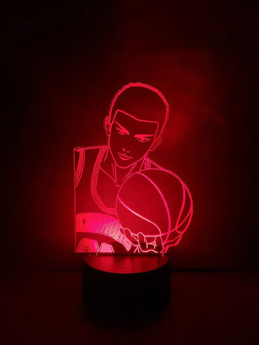 Hanamichi Sakuragi Slam Dunk Lampara Led 3d Fanart Manga Negro