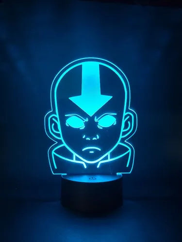Avatar Aang Lámpara Led Ilusión 3d Decoración Luz De Noche Negro