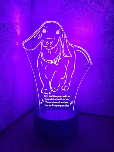 Perro Salchicha Gordo Bachicha Lampara Led Decoración