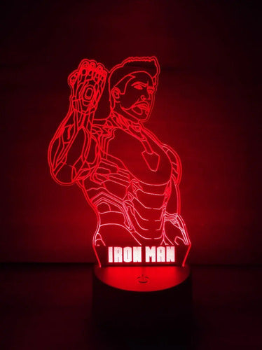 Lampara Led Ilusión 3d Iron Man Tony Stark Decoración