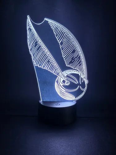 Snitch Dorada Harry Potter Lampara Led Ilusion 3d Hogwarts Negro