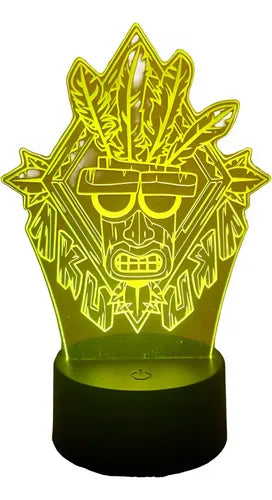 Crash Bandicoot Aku Aku Lámpara Led Fanart Game Decoracion