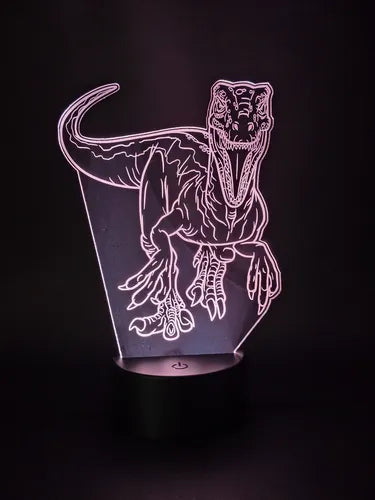 Lampara Led 3d Velociraptor Dinosaurio Luz Decoración