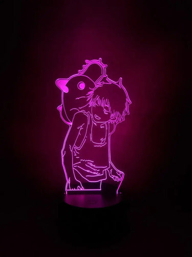 Chainsaw Man Motosierra Denji Pochita Lampara Led Ilusion 3d Negro