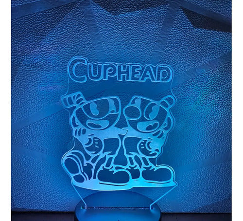 Cuphead Hermanos Lámpara Led Fanart Infantil Decoración Negro
