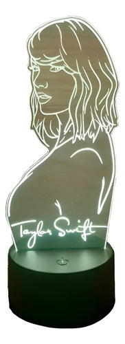Taylor Swift Lampara Led 3d Fanart Cantante Decoración Negro