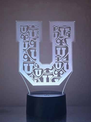 Lámpara Led 3d Equipo Fútbol U De Chile Logo Decoración Forma U