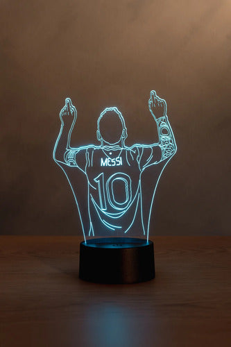 Lionel Messi Lámpara Led Ilusión 3d Futbol Argentina Fanart