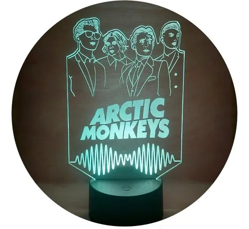 Arctic Monkeys Lámpara Led Ilusión 3d Luz Decoración Rock Negro