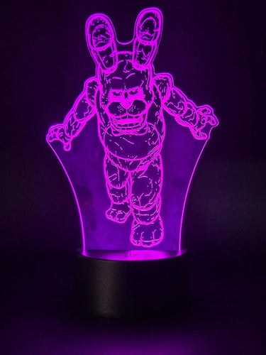 Bonnie Five Nights At Freddy's Lámpara Led 3d Fnaf Led Negro Morado