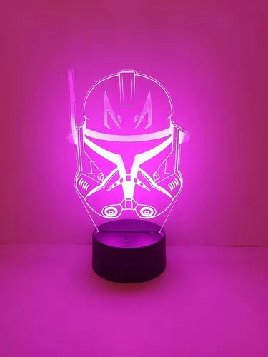 Lampara Led 3d Stormtrooper Star Wars Negro Base Multicolor (led Cambia Color, Mostrado Verde)
