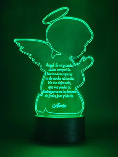 Ángel De La Guarda Oración Niños Lámpara Led Protección