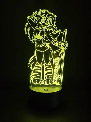 Roxy Five Nights At Freddy's Lámpara Led 3d Fnaf Led Negro Base Verde (iluminación)