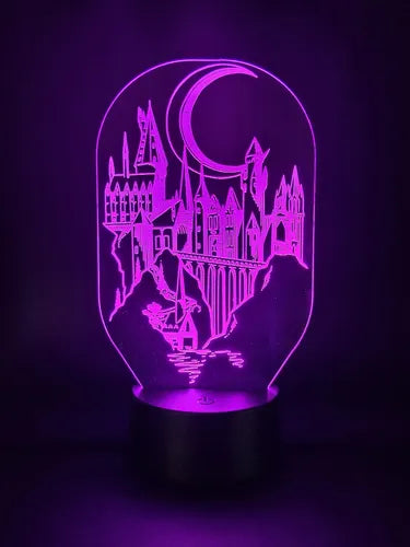 Castillo Hogwarts Harry Potter Lampara Led Ilusion 3d Negro