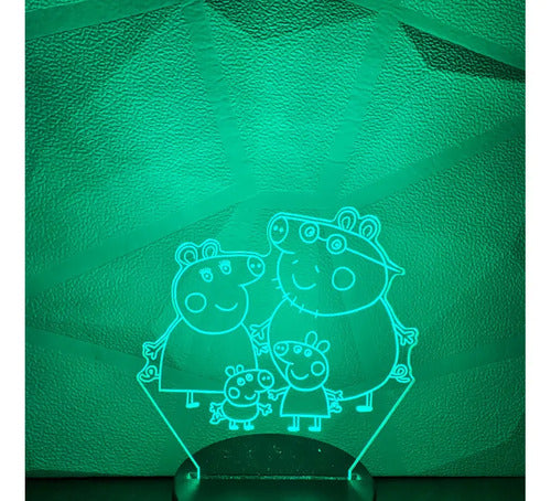Peppa Pig Familia Lámpara Led Fanart Decorativo Infantil Negro