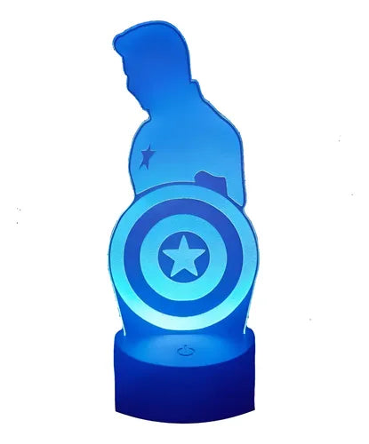 Capitán América Lampara Led Ilusion 3d Marvel Avengers Fanar Negra