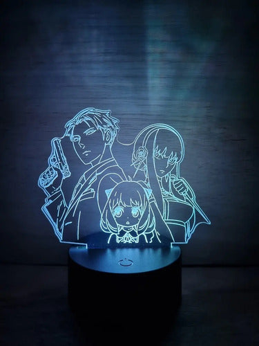 Spy X Family Lampara Led 3d Anime Loid Anya Yor Forger Negro