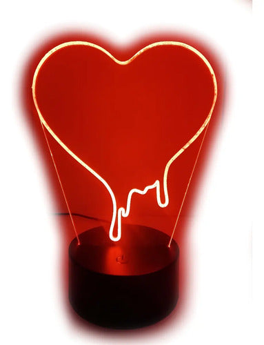 Corazon Derretido Lampara Led Día De Los Enamorados Negro