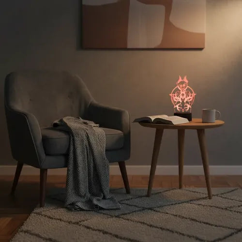 Alastor Hazbin Hotel Lámpara De Mesa Led Ilusión 3d Negro Transparente