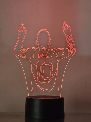Lionel Messi Lámpara Led Ilusión 3d Futbol Argentina Fanart