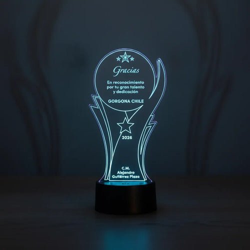 Lampara Led Galvano Reconocimiento Trofeo Personalizado