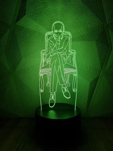 Makima Chainsaw Man Motosierra Lampara Led Ilusion 3d Anime Negro