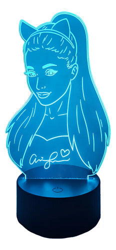 Ariana Grande Lampara Led Cantante Decoración Fanart Negra Transparente