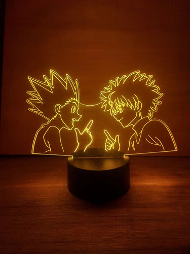 Killua Y Gon Lampara Led 3d Hunter × Hunter Luz Fanart Anime Negro Multicolor