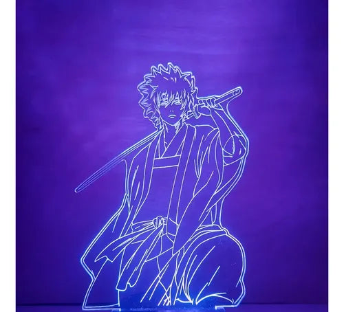 Lámpara Led Gintoki Sakata Gintama Fan Art Decoración