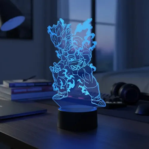 Vegeta Mega Instinto Lámpara Led Luz Ilusión 3d Dragon Ball Negro