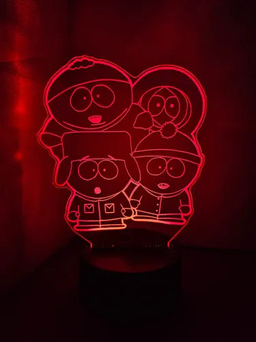 South Park Regalo Lampara Led Ilusion 3d Decoración Negro