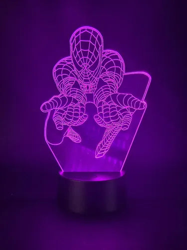 Spiderman Lampara Led Ilusión 3d Marvel Comics Decoracion