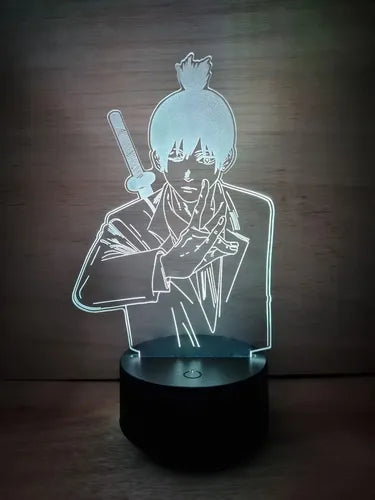Aki Chainsaw Man Motosierra Lampara Led Ilusion 3d Anime Negro