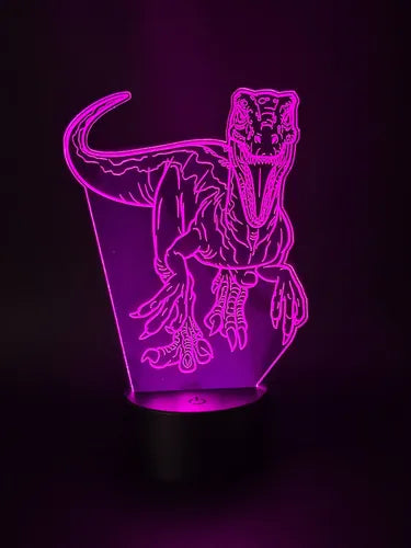 Lampara Led 3d Velociraptor Dinosaurio Luz Decoración
