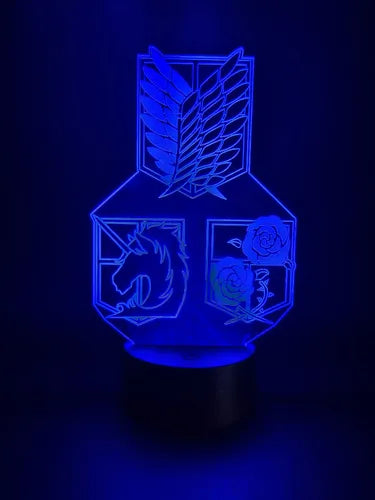 Lámpara Led 3d Escudos Shingeki No Kyojin Decoración Snk