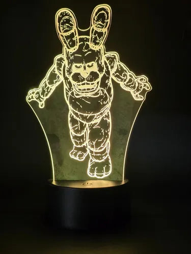 Bonnie Five Nights At Freddy's Lámpara Led 3d Fnaf Led Negro Morado