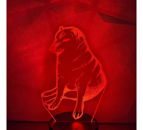 Cheems Perrito Ansiedad Lámpara Led Ilusión 3d Fanart